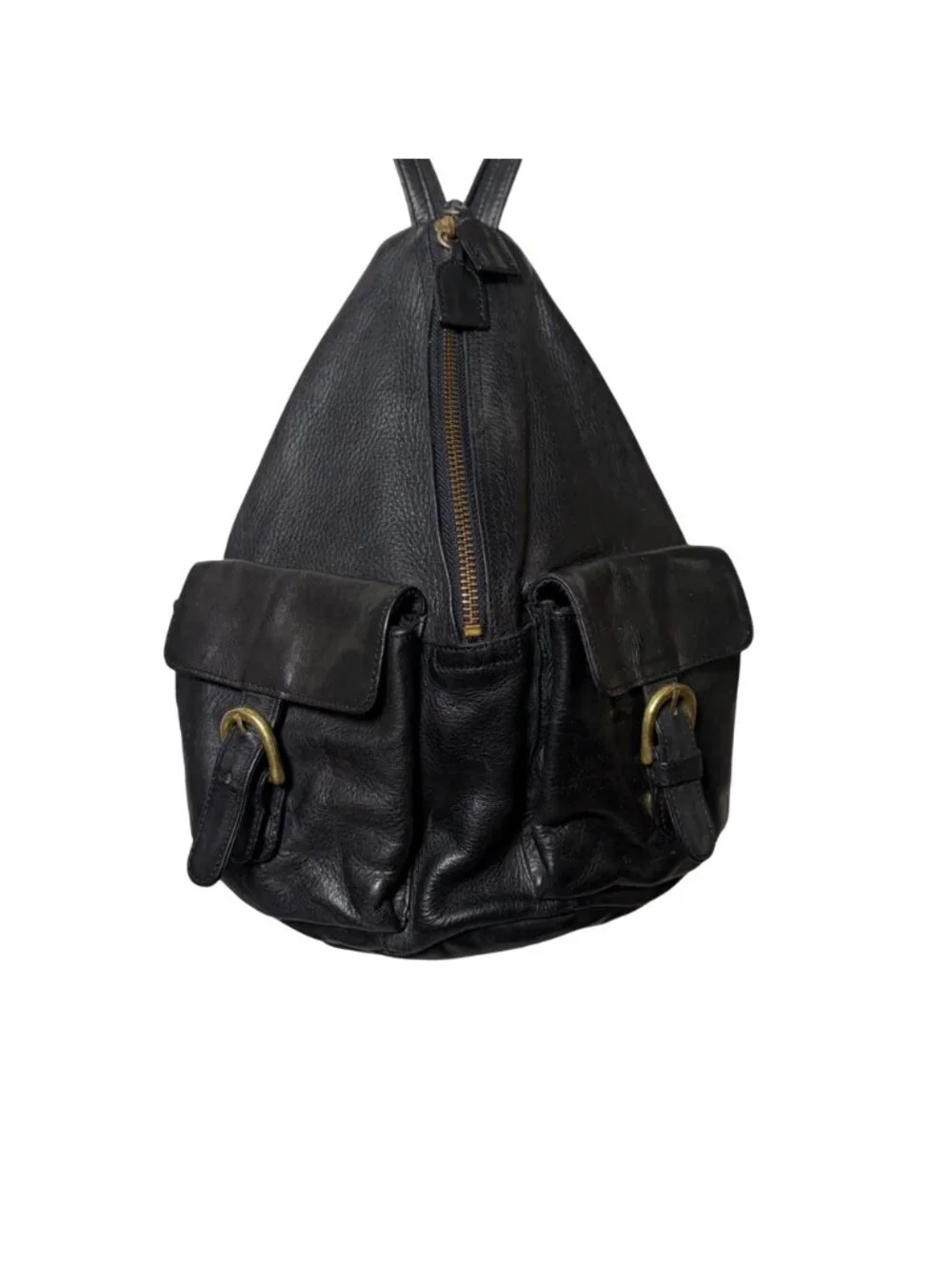 Vintage Boulder Ridge Shafmaster Leather Co Black Sling Backpack Bag Some Flaws